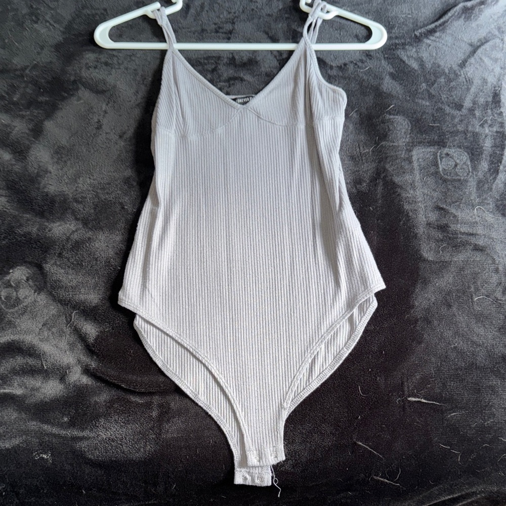 White Ribbed Forever 21 Bodysuit